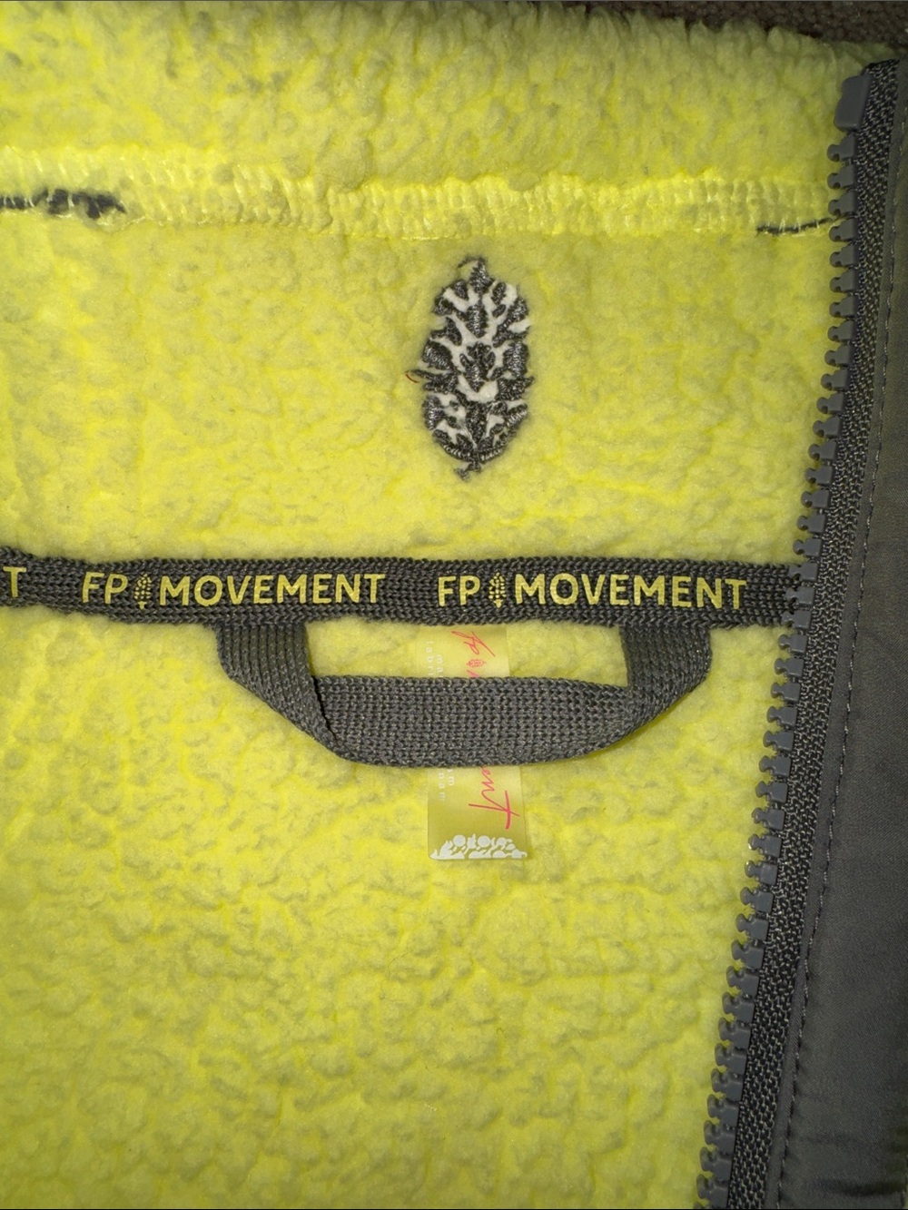 FP Movement by Free People Neon Yellow Fleece Half-Zip Pullover with Gray Trim - Picture 3 of 5